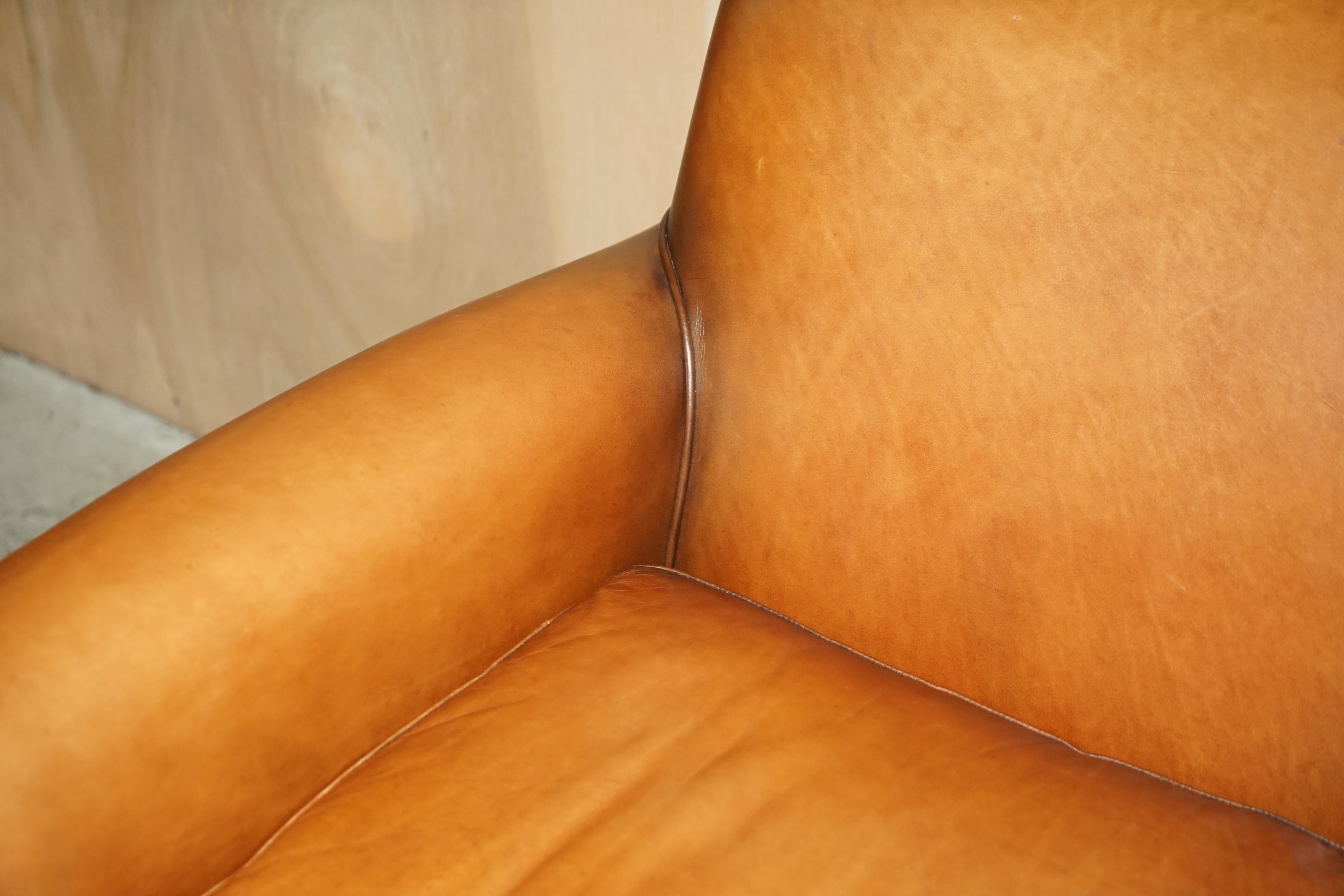 Stunning Original Labels Laura Ashley Burlington Two Seater Brown Leather Sofa 6