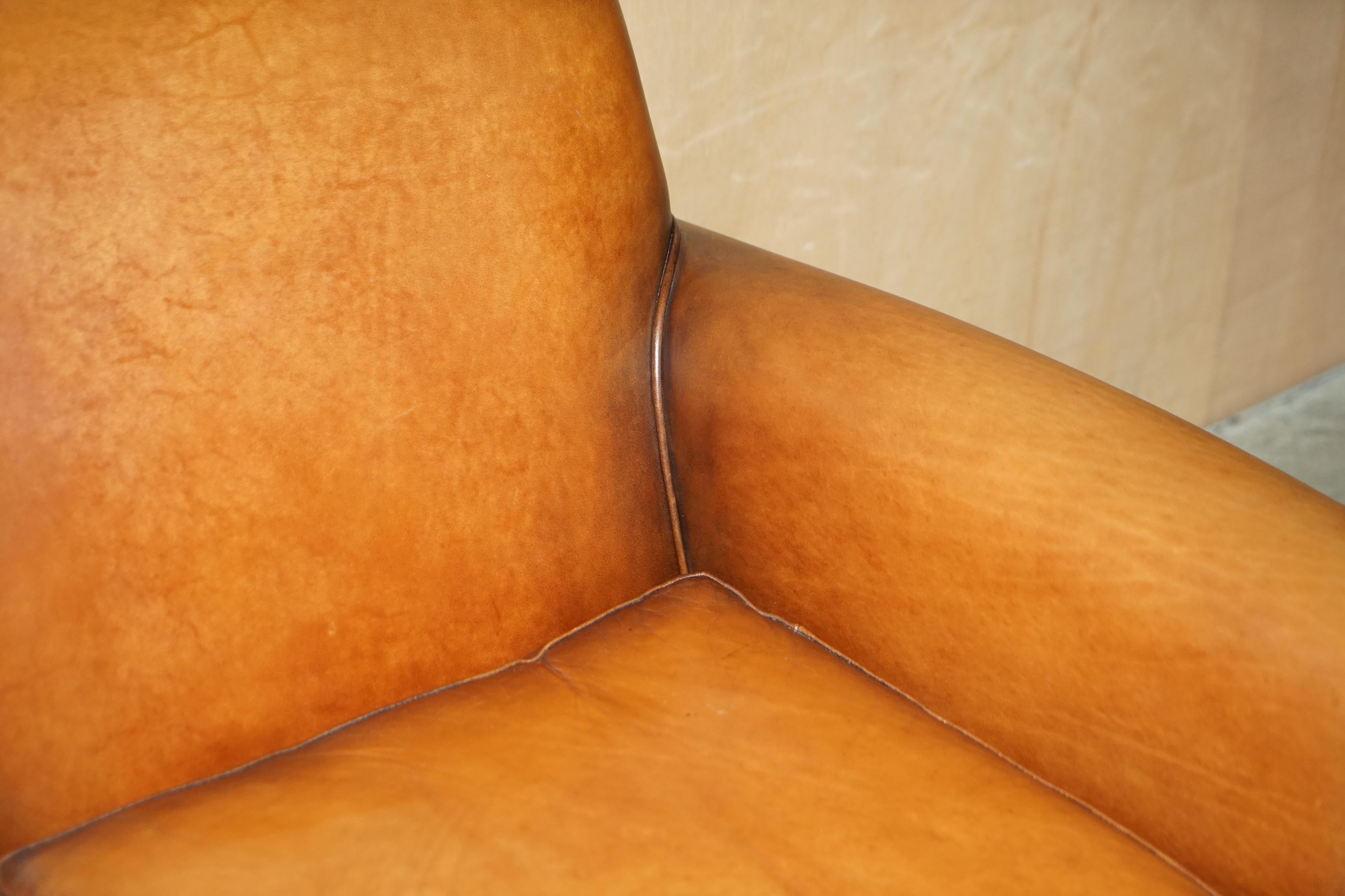 Stunning Original Labels Laura Ashley Burlington Two Seater Brown Leather Sofa 6