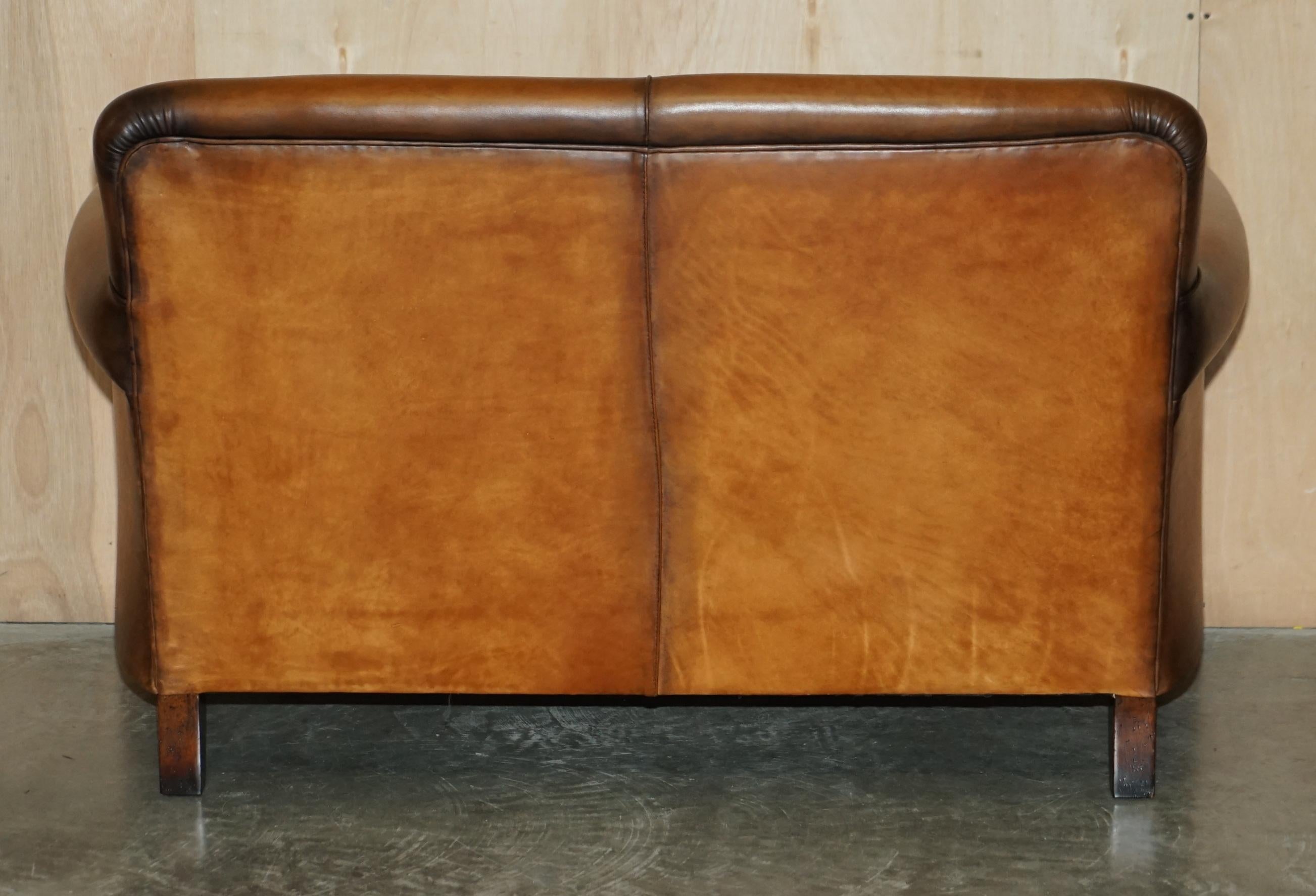 Stunning Original Labels Laura Ashley Burlington Two Seater Brown Leather Sofa 9