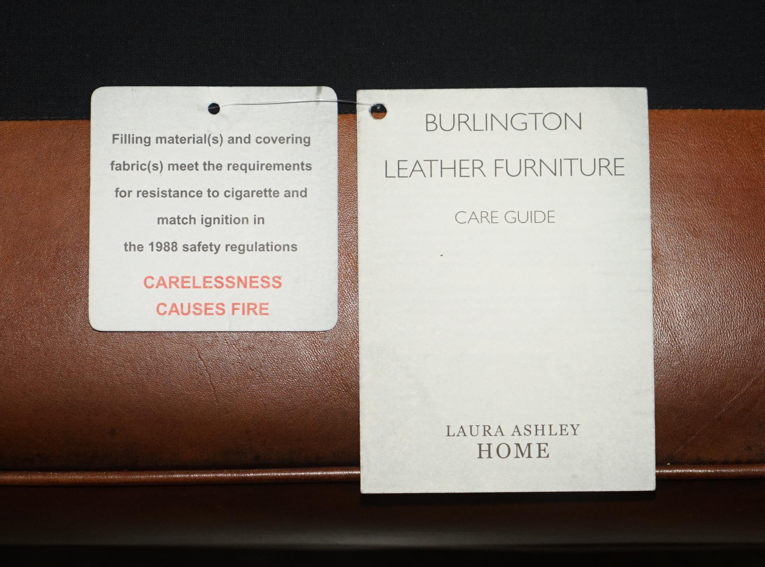 Stunning Original Labels Laura Ashley Burlington Two Seater Brown Leather Sofa 10