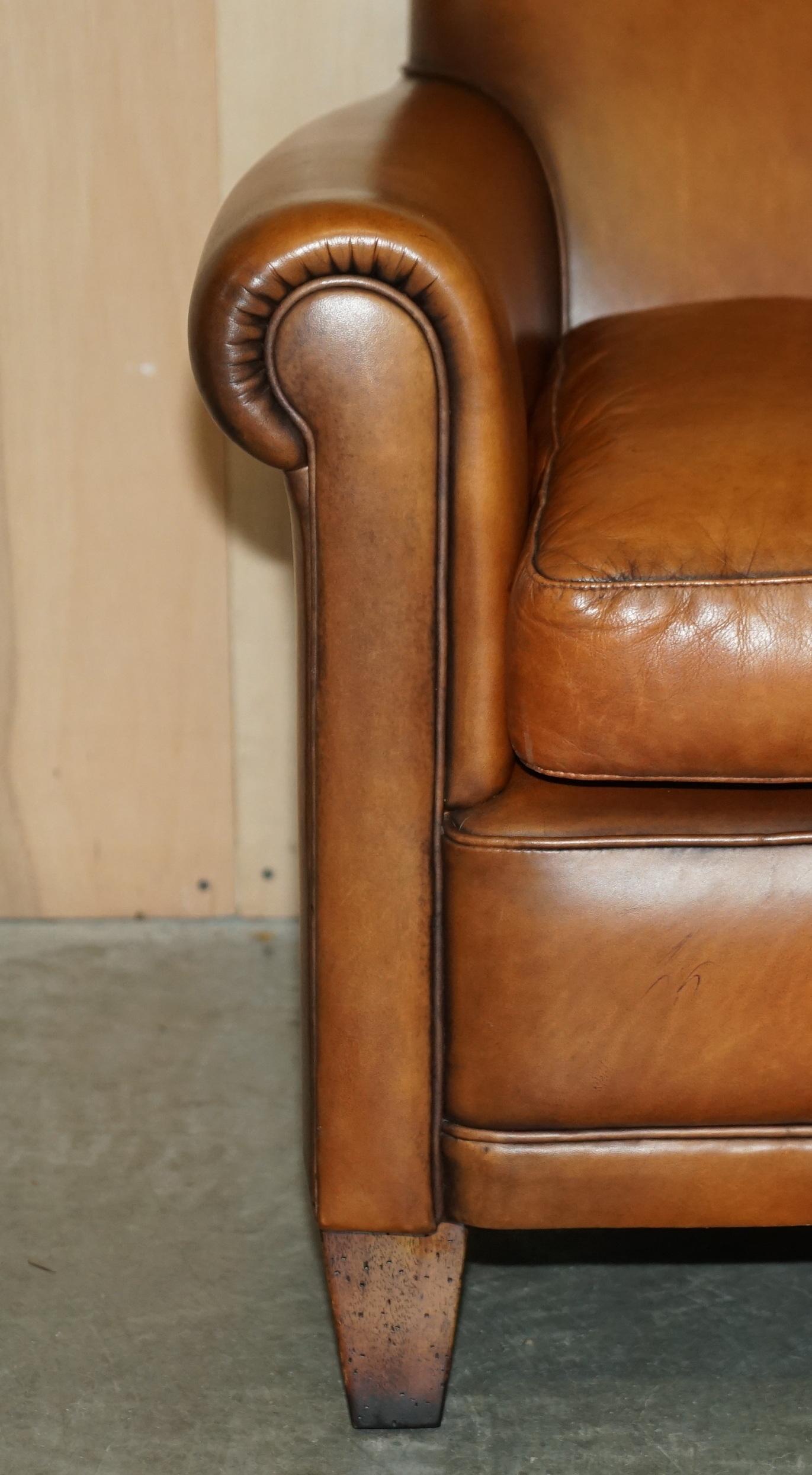 English Stunning Original Labels Laura Ashley Burlington Two Seater Brown Leather Sofa