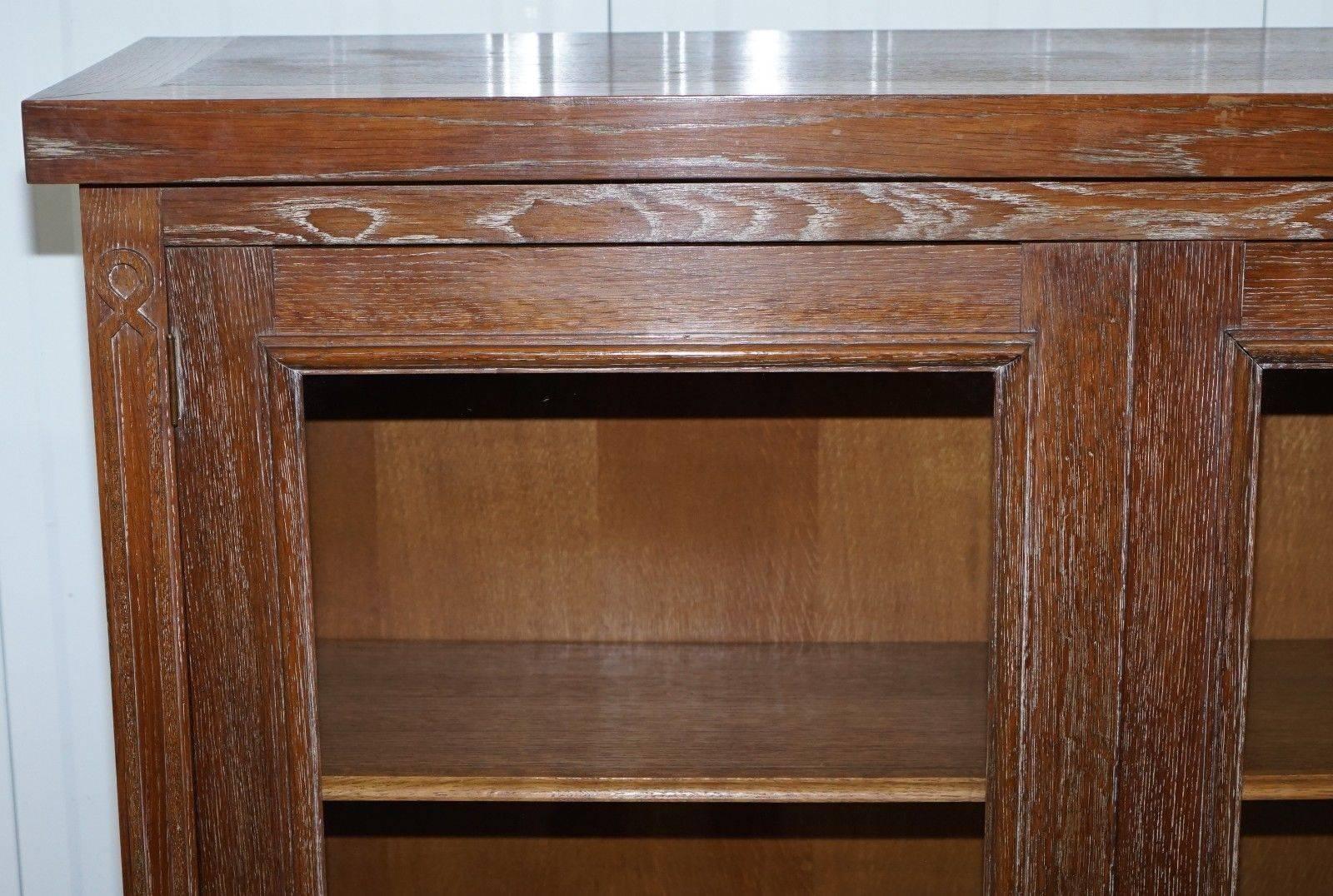 limed oak display cabinet