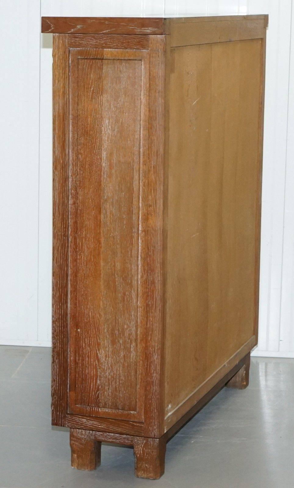 20th Century Stunning Original Limed Oak Art Deco Display Bookcase Cabinet Part of Suite