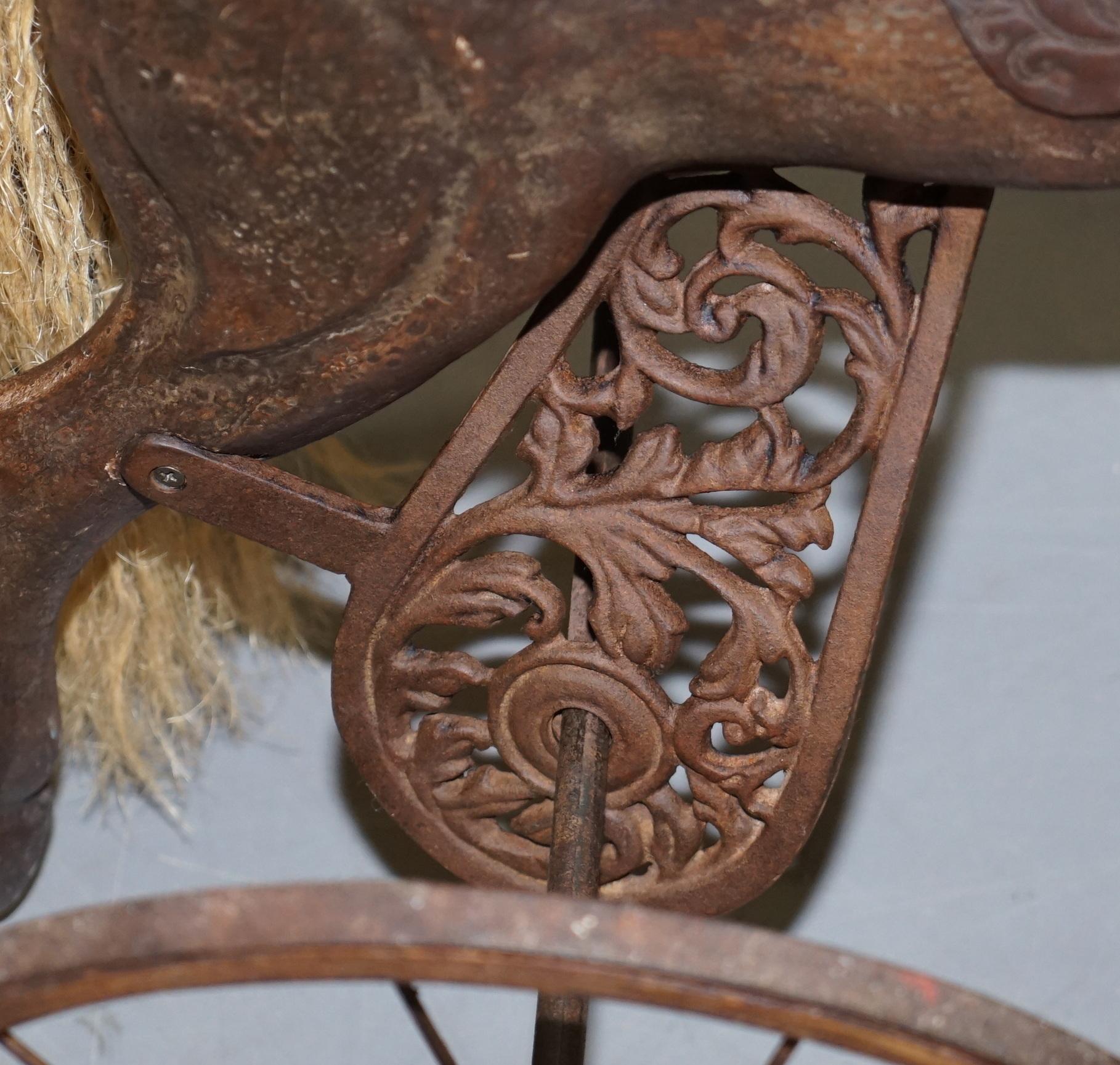 Stunning Original Paint and Leather Saddle Victorian Horse Tricycle Decorative 2