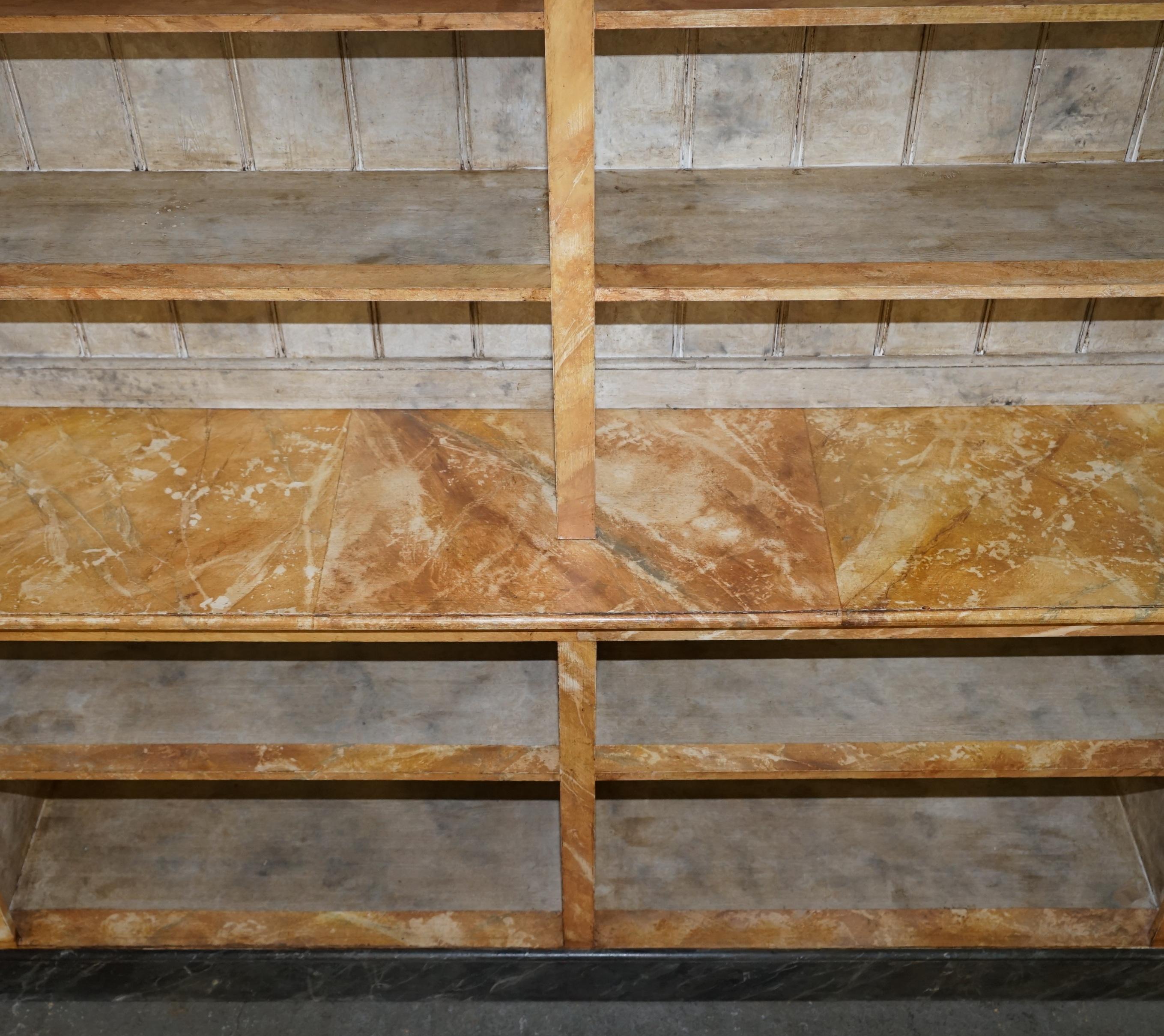 Stunning Original Pitch Pine Victorian Library Bookcase Original Marble ...