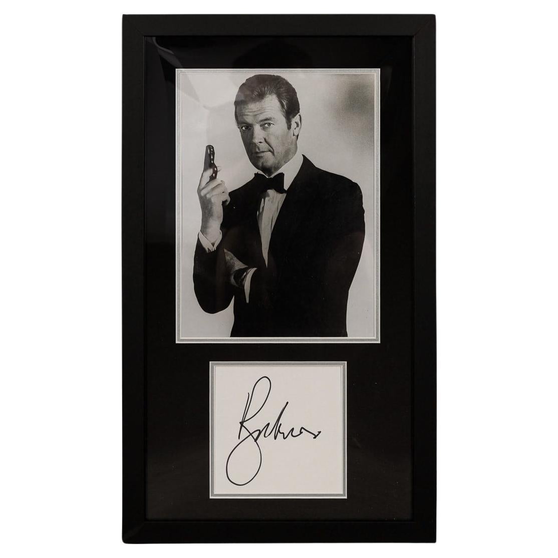 Stunning Original Roger Moore Signature & Photo For Sale