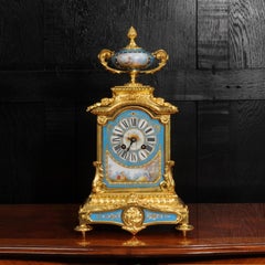 Stunning Ormolu and Sevres Porcelain Boudoir Antique French Clock