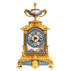 Stunning Ormolu and Sevres Porcelain Boudoir Antique French Clock