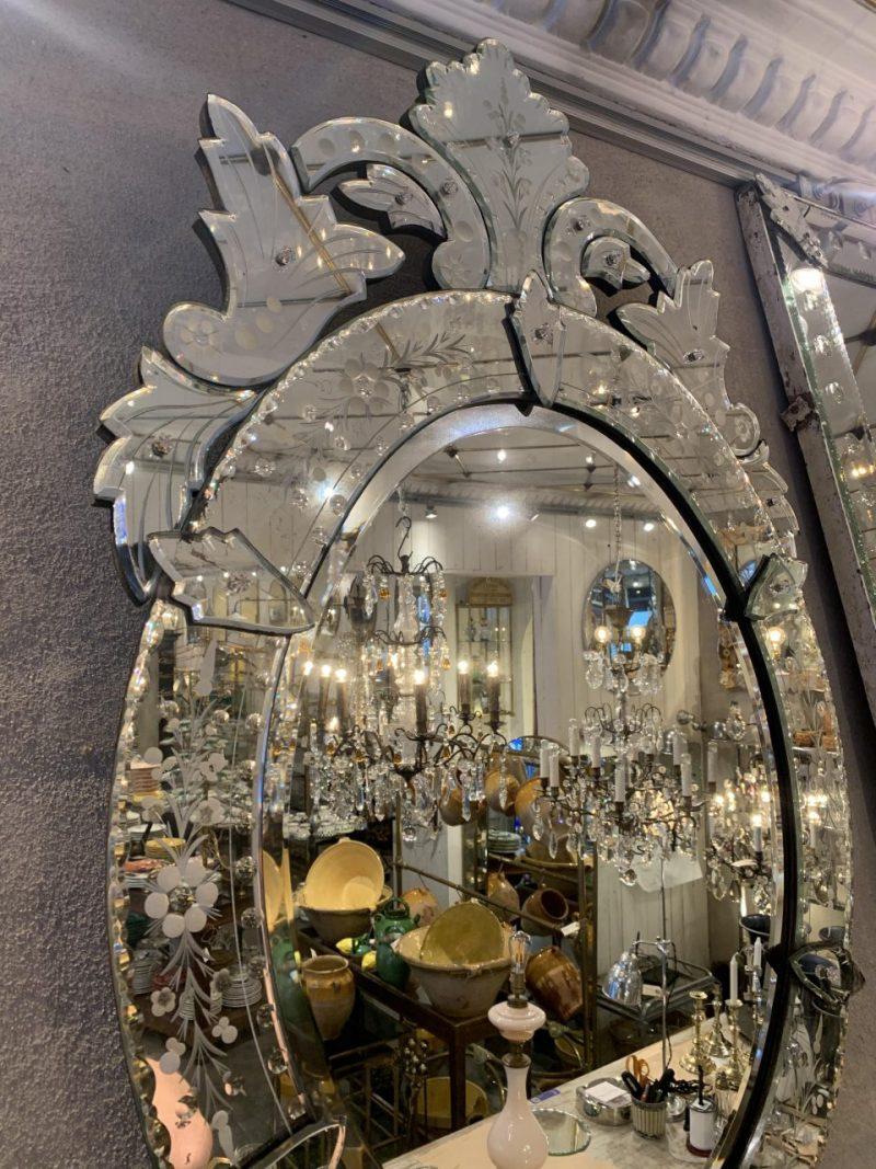 French Stunning Ornate Venetian Mirror, circa 1920s-1940s, France For Sale