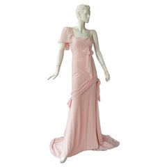 Stunning Oscar de la Renta Petal Pink Silk One Shoulder Grecian Dress Gown SALE!