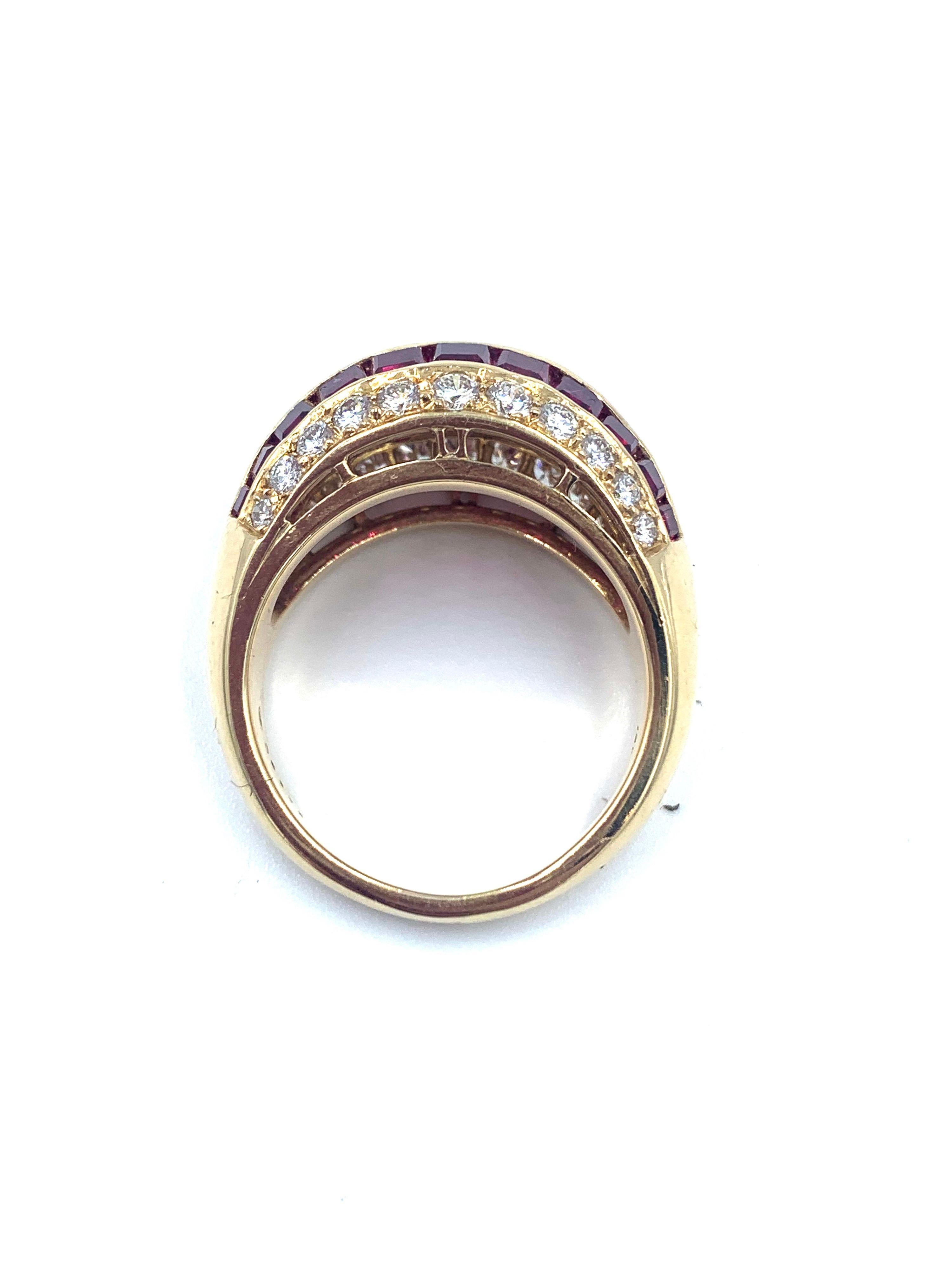 Stunning Oscar Heyman Ruby and Diamond 18 Karat Yellow Gold Dome Ring 2