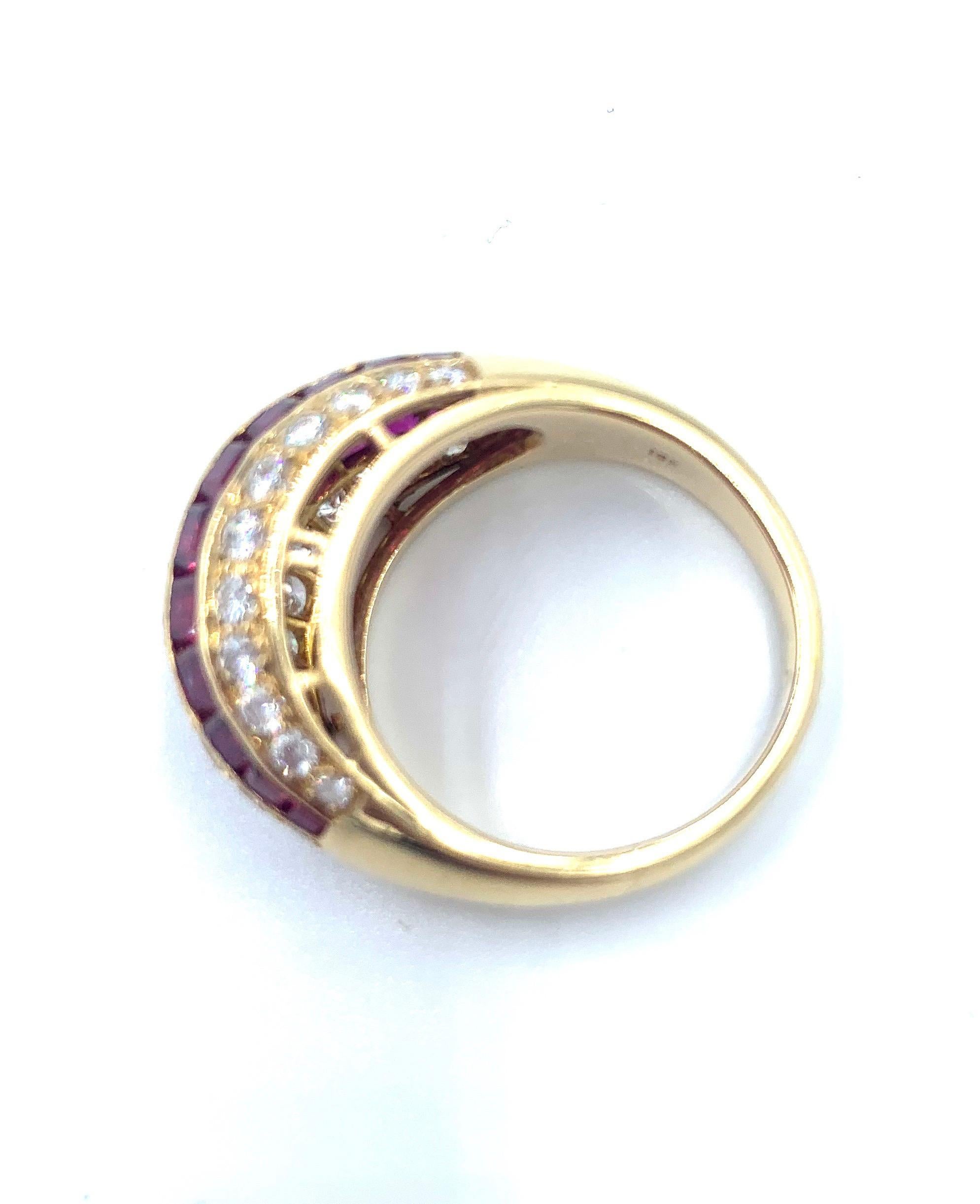 Stunning Oscar Heyman Ruby and Diamond 18 Karat Yellow Gold Dome Ring 3