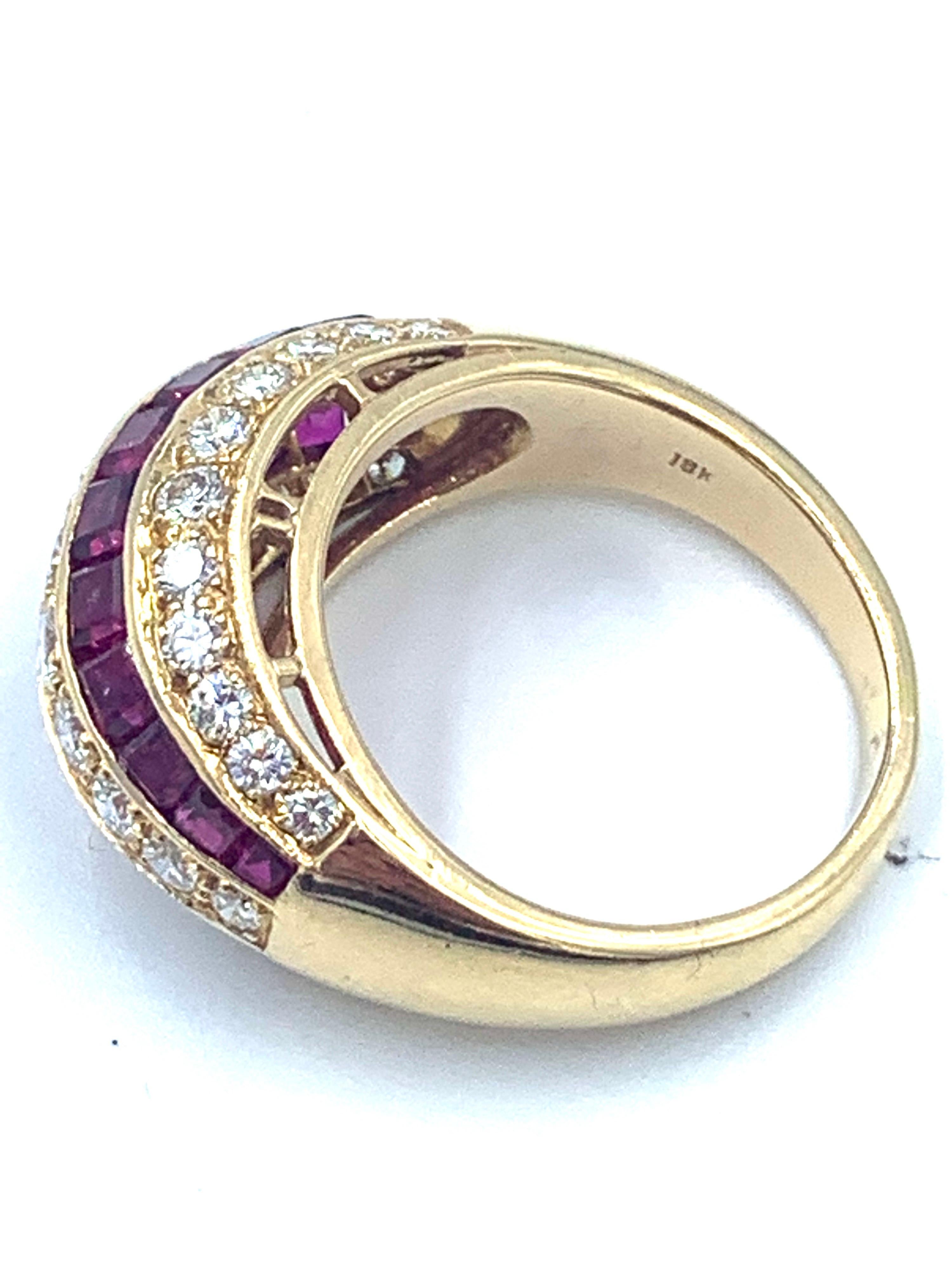Stunning Oscar Heyman Ruby and Diamond 18 Karat Yellow Gold Dome Ring 4