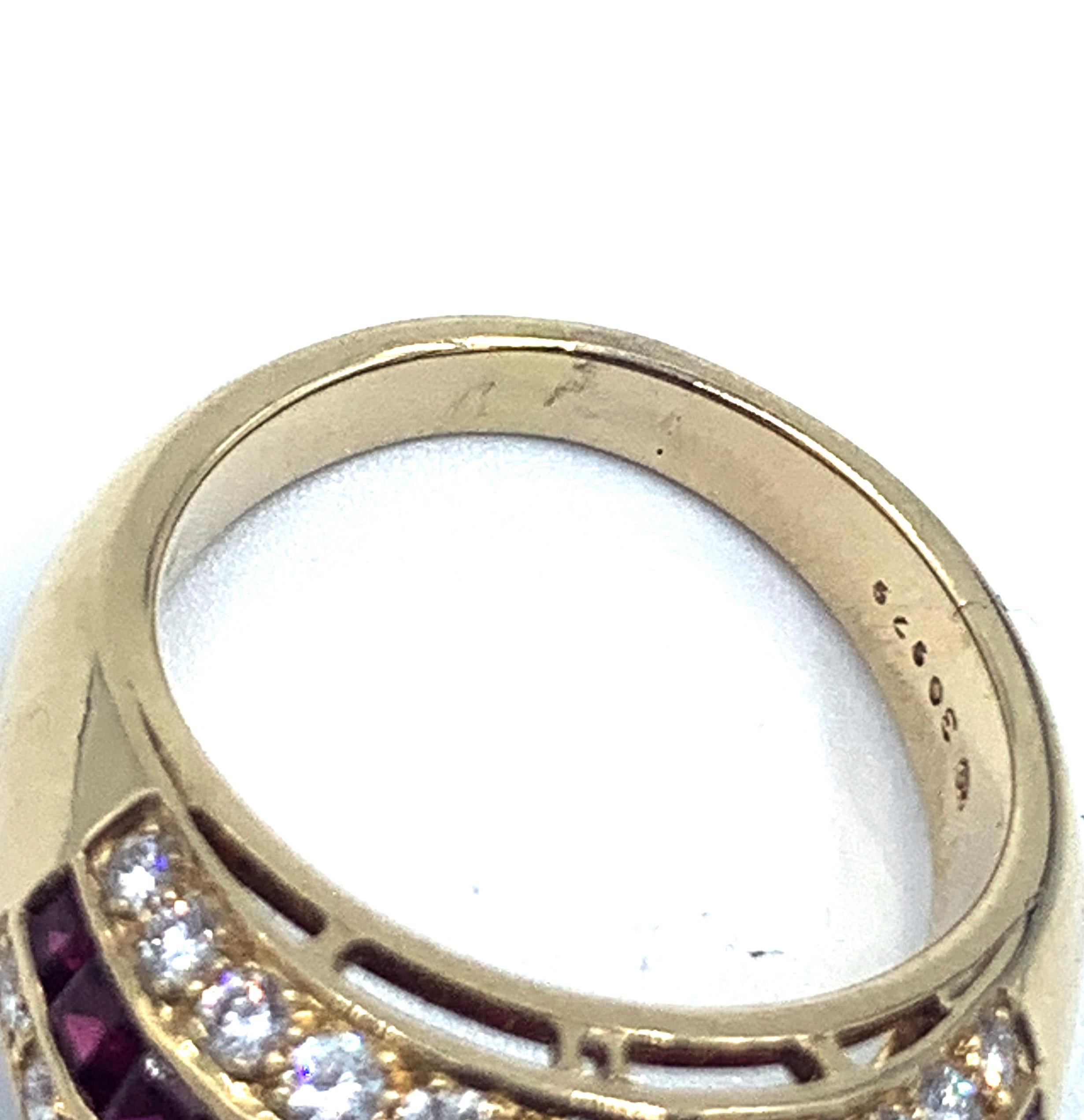 Stunning Oscar Heyman Ruby and Diamond 18 Karat Yellow Gold Dome Ring 5