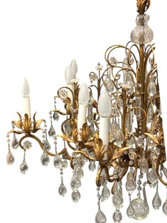 Stupendo lampadario di cristallo sovradimensionato Maison Bagues a 12 luci anni '60