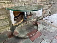 Stunning Pace Collection Heavy Chrome Demilune Console Table Mid-Century