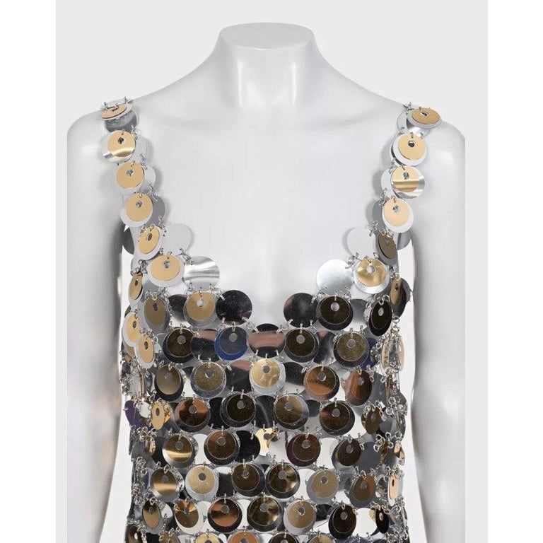 hm paco rabanne silver dress Paco Rabanne x H&M HM Metal-Mesh Dress Silver Size M L Medium Large New