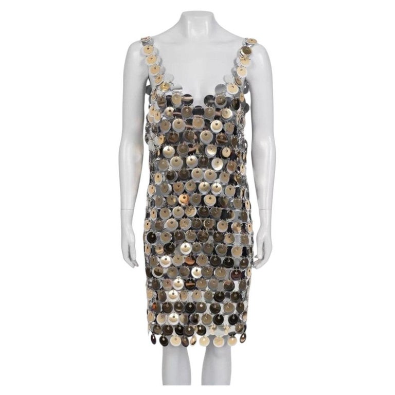Stunning Paco Rabanne x H&M Silver Metal Dress - Size XL For Sale at 1stDibs