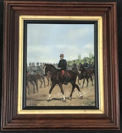 Stunning Painting of Mounted Horsemen by Listed French Artist Pierre Peti Gerard
