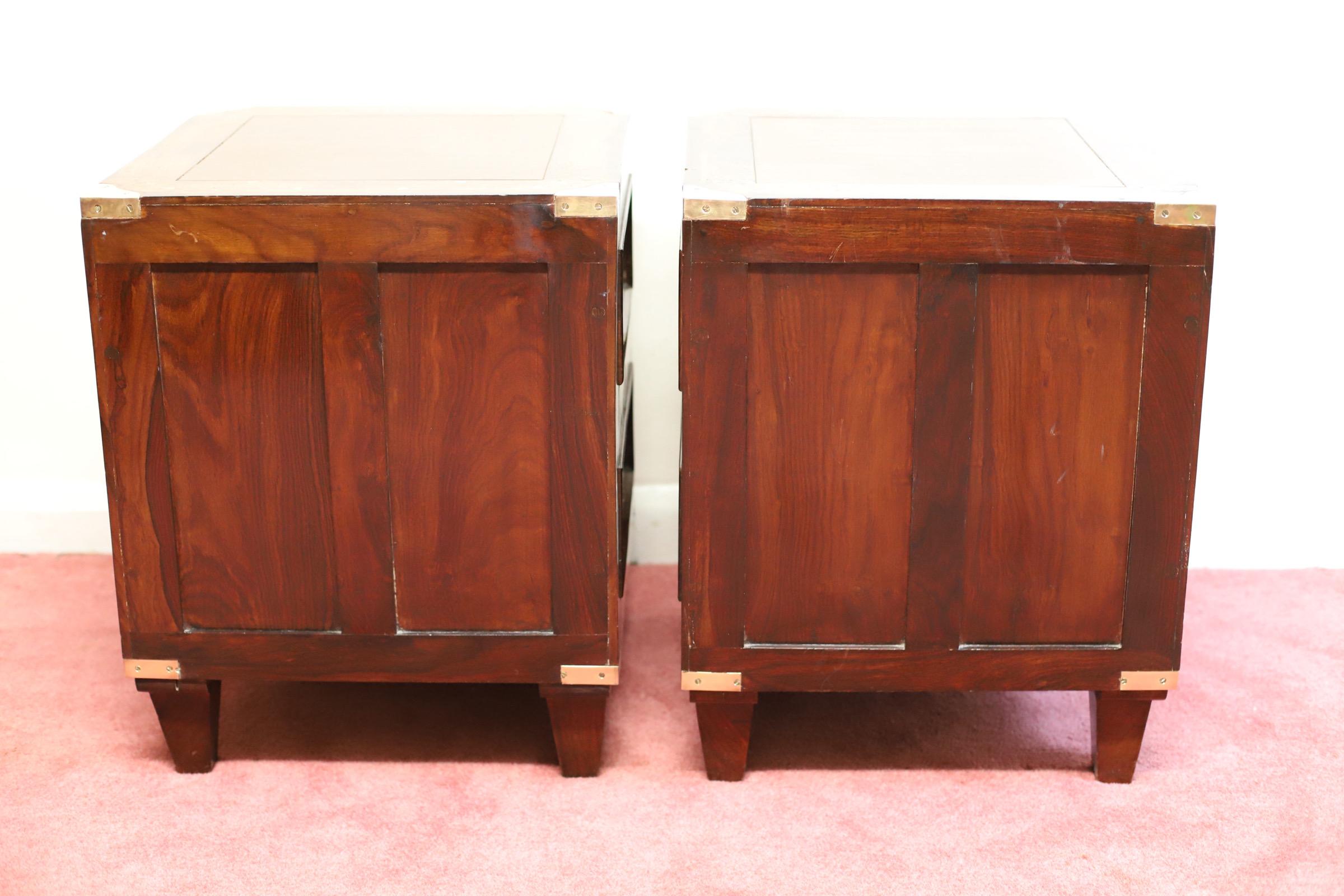 Stunning Pair Anglo-indian Campaign Style Nightstands 6