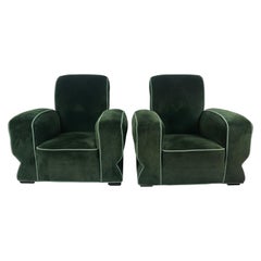 Stunning Pair of Art Deco Club, Lounge Chairs, Streamline Modernist Design 1930s