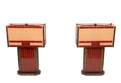 Atemberaubendes Paar Art Deco Stil geschliffenes Glas Tischlampen