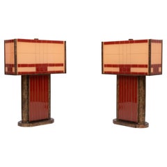 Atemberaubendes Paar Art Deco Stil geschliffenes Glas Tischlampen