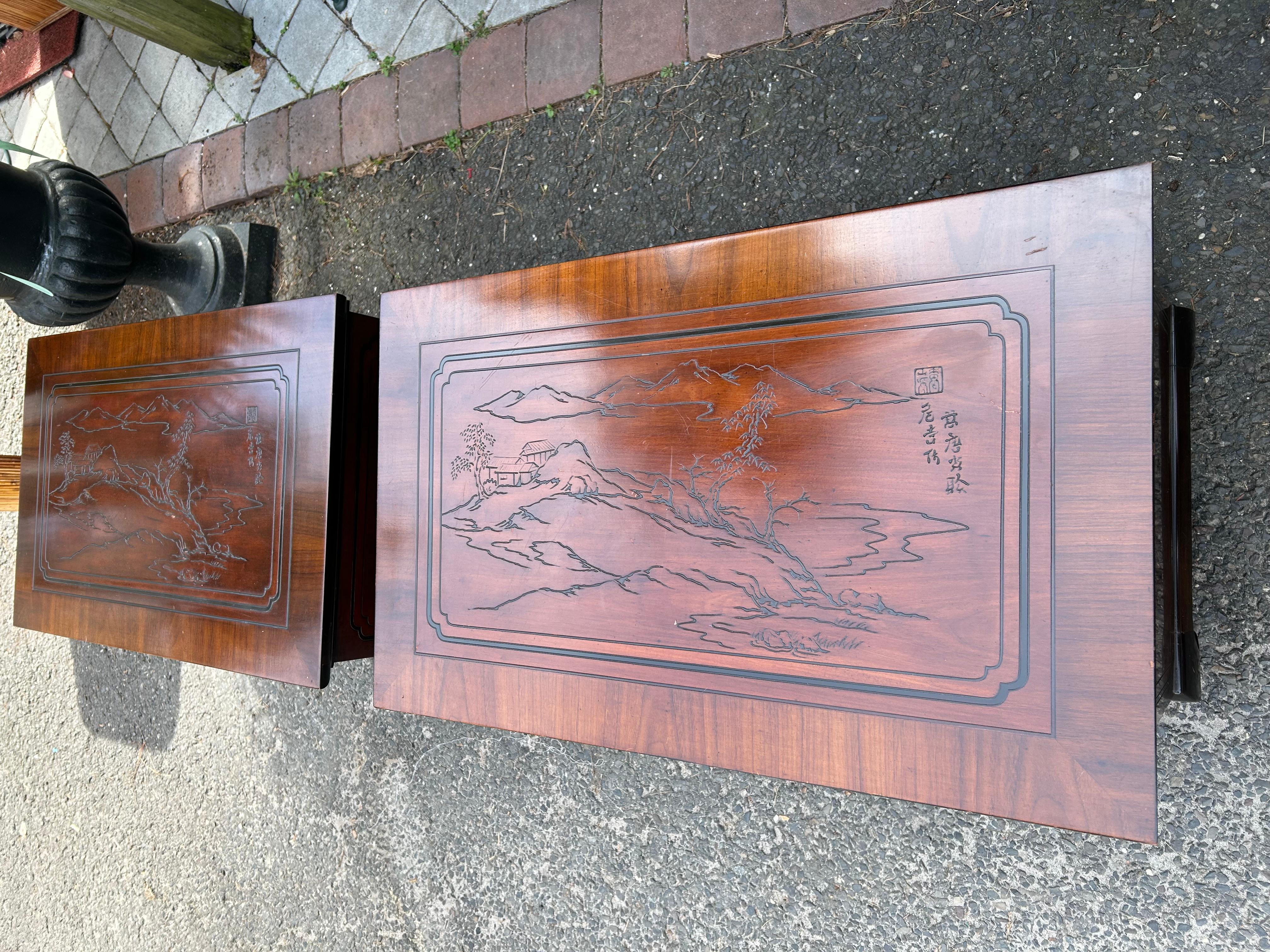 Superbe paire de tables de nuit asiatiques Drexel Heritage Chinoiserie mi-siècle moderne en vente 11