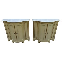 Stunning Pair Baker Hollywood Regency Demilune Console or Bar Cabinet