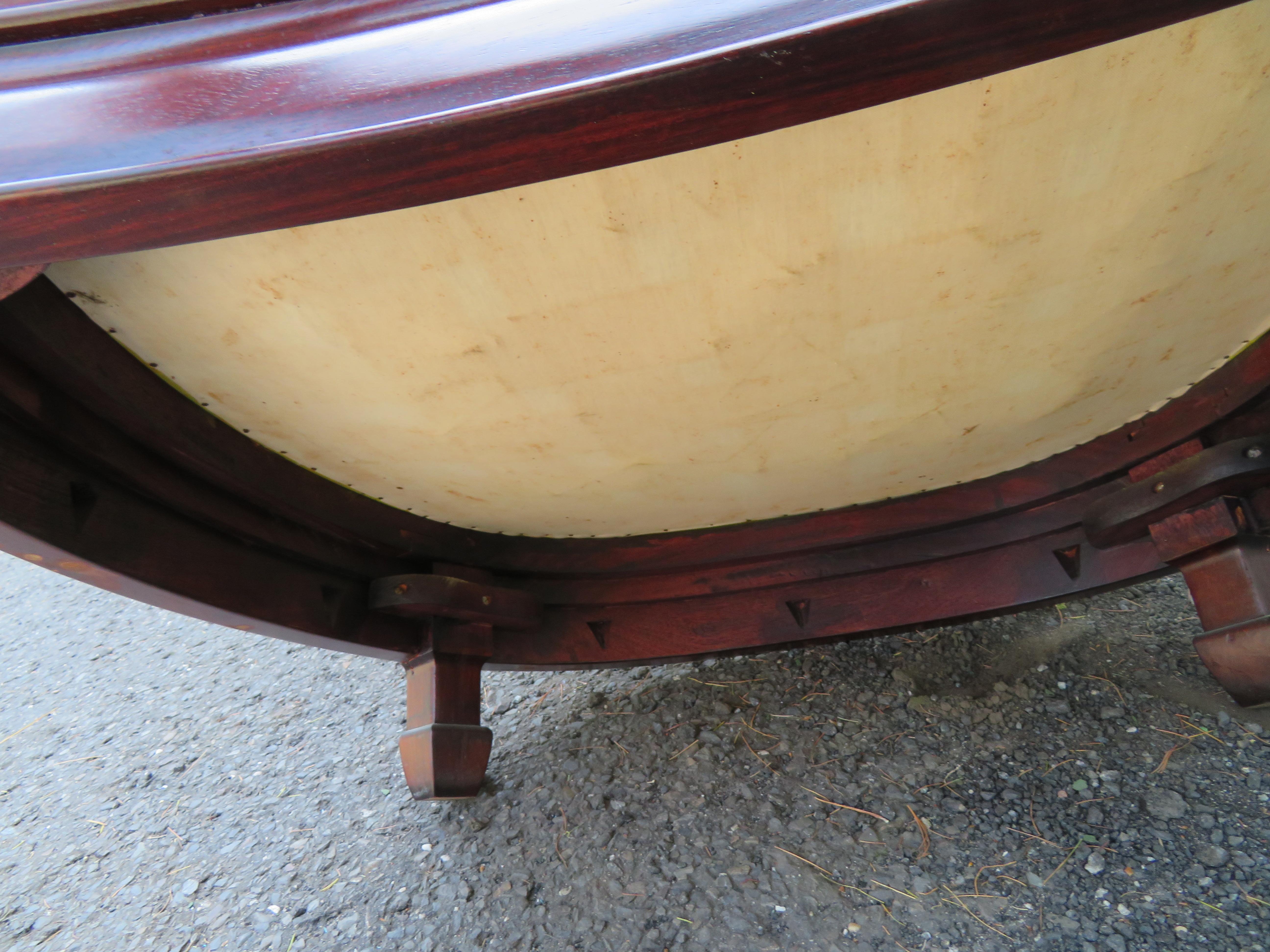 Stunning Pair Chinoiserie Barrel Back Rosewood Lounge Chairs Mid-Century For Sale 9