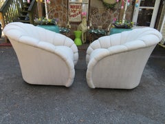 Stunning Pair of Directional Croissant Swivel Lounge Chair Mid-Century