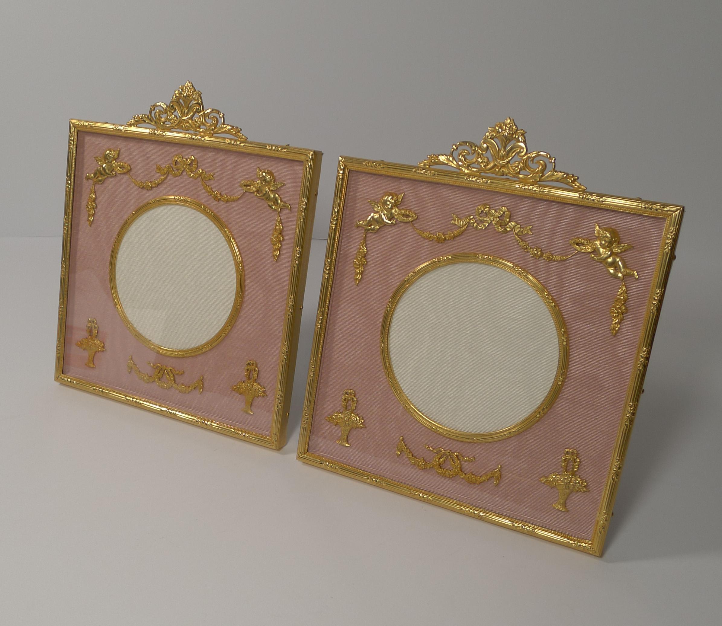 Stunning Pair of French Gilded Bronze Picture Frames, Cherubs 5