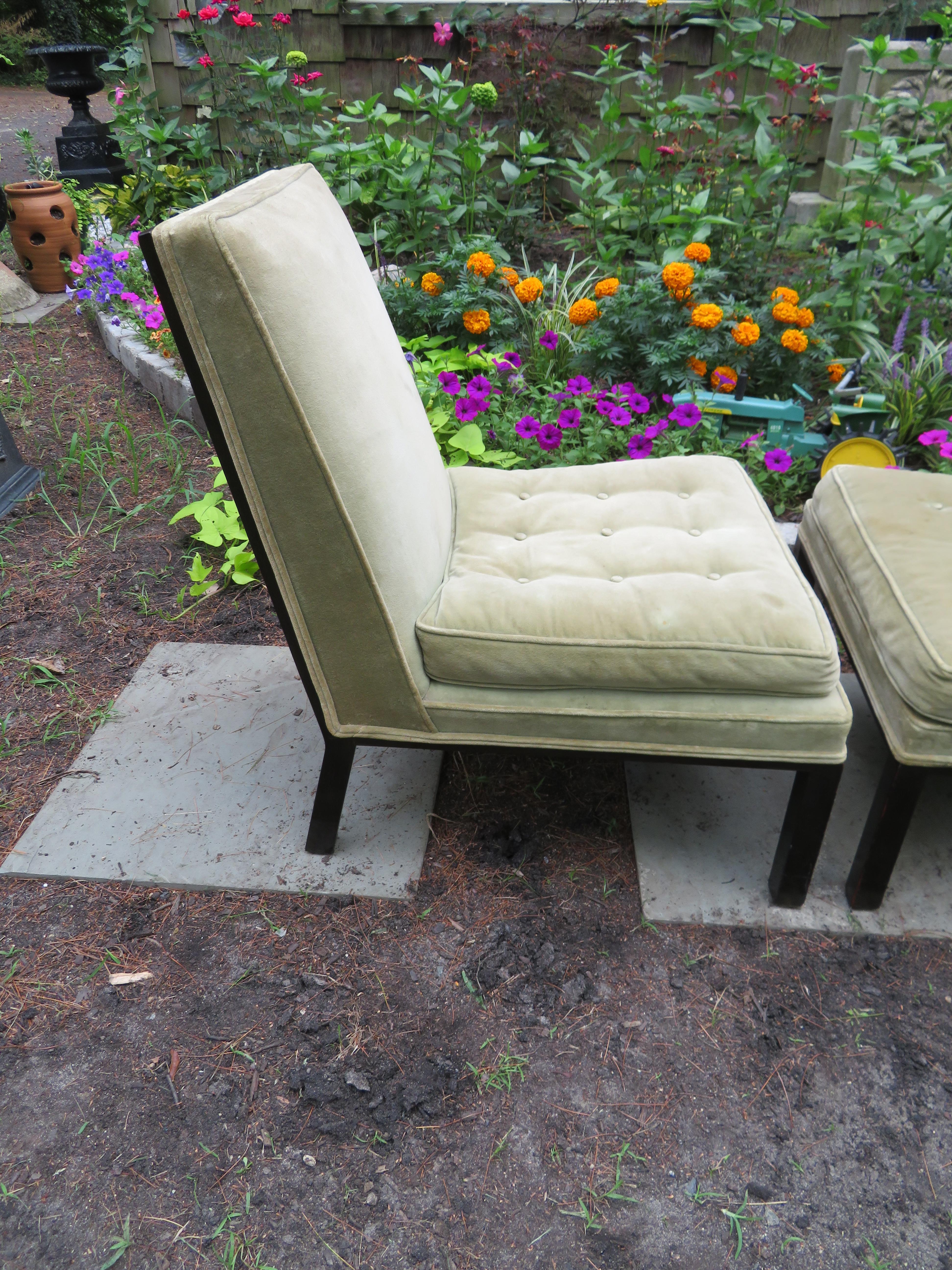Stunning Pair of Harvey Probber Chunky Leg Slipper Chair Mid-Century Modern For Sale 8