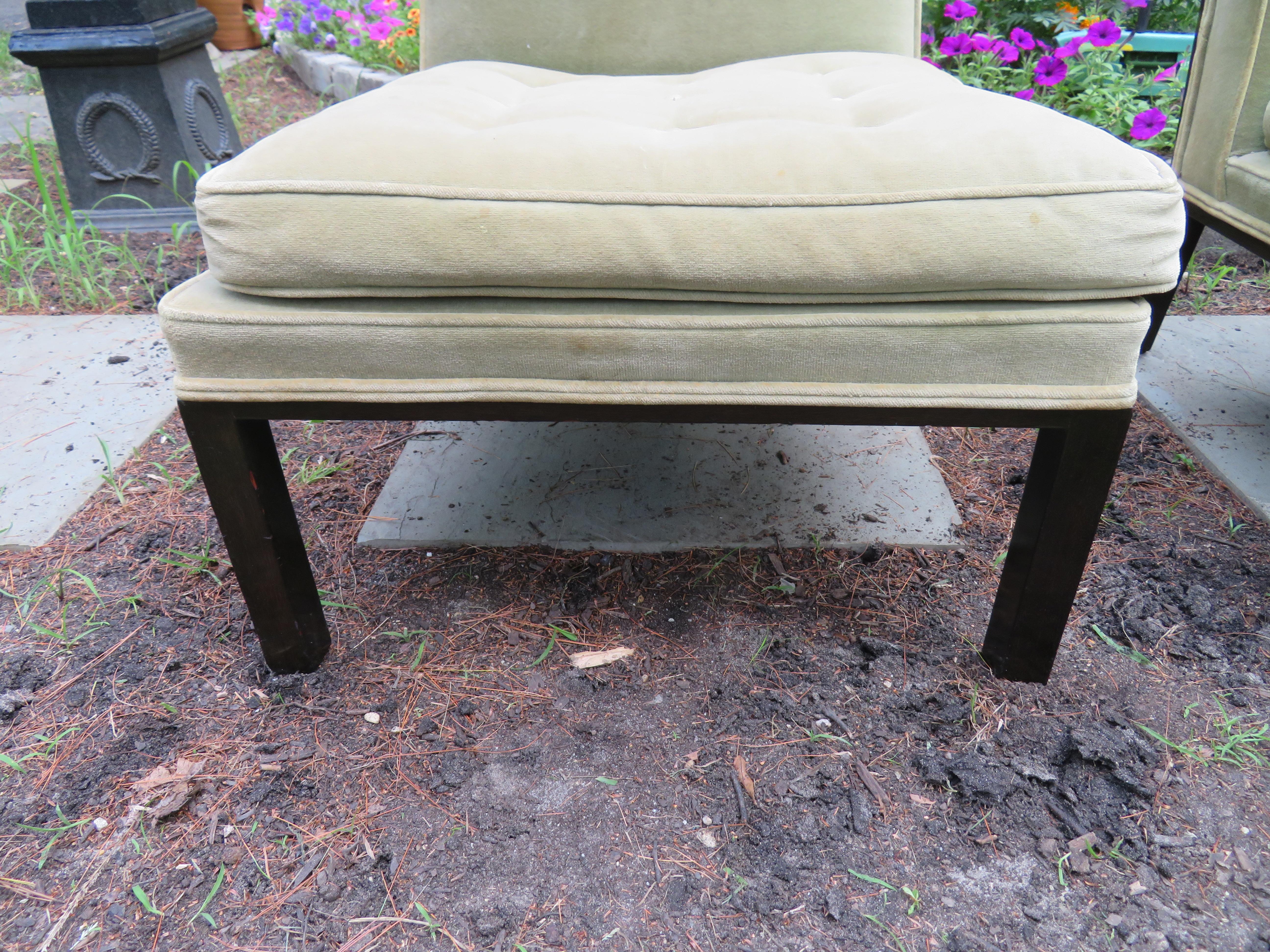 Upholstery Stunning Pair of Harvey Probber Chunky Leg Slipper Chair Mid-Century Modern For Sale