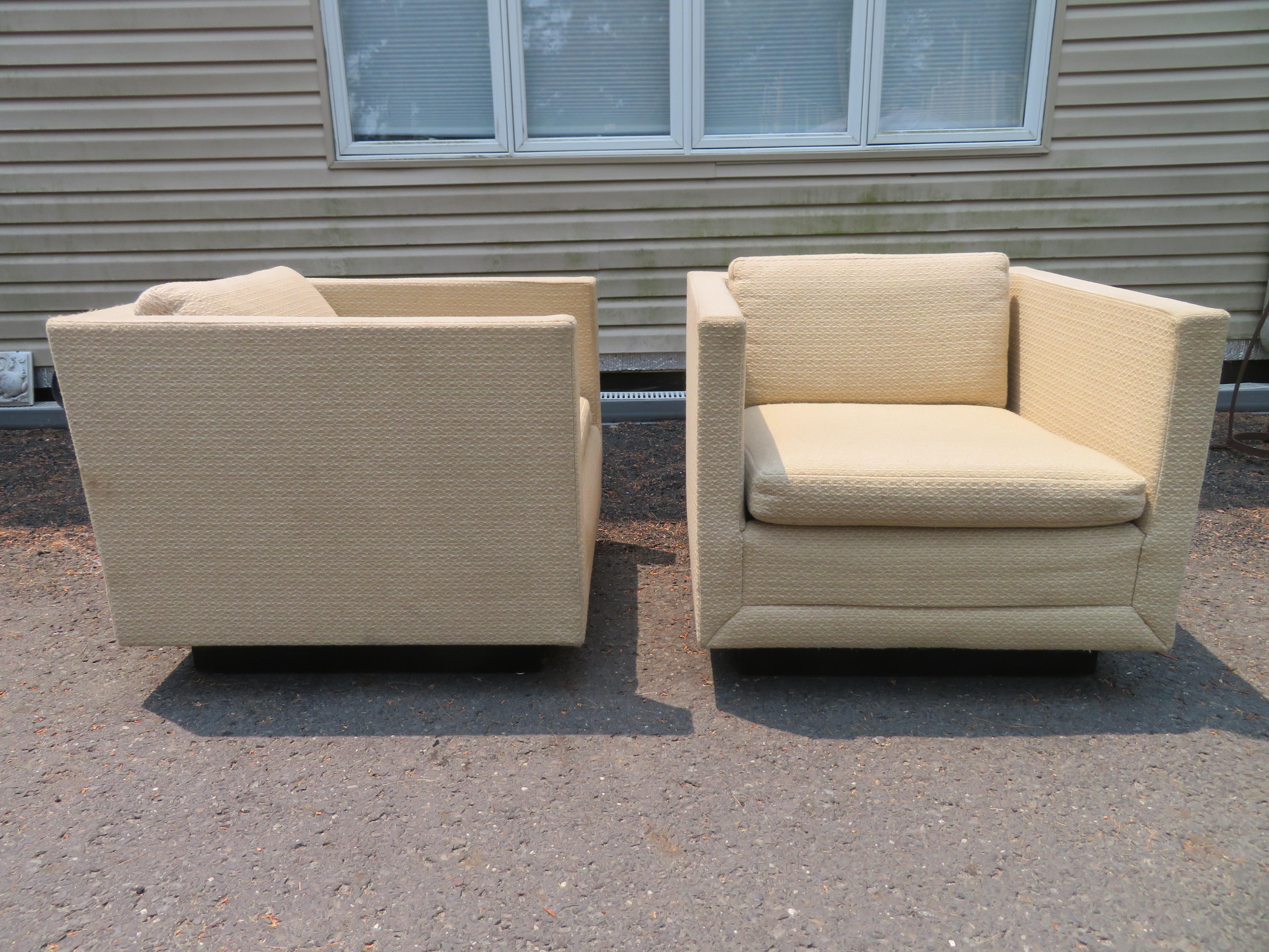 Stunning Pair Harvey Probber Cube Lounge Chairs Mid-Century Modern For Sale 8