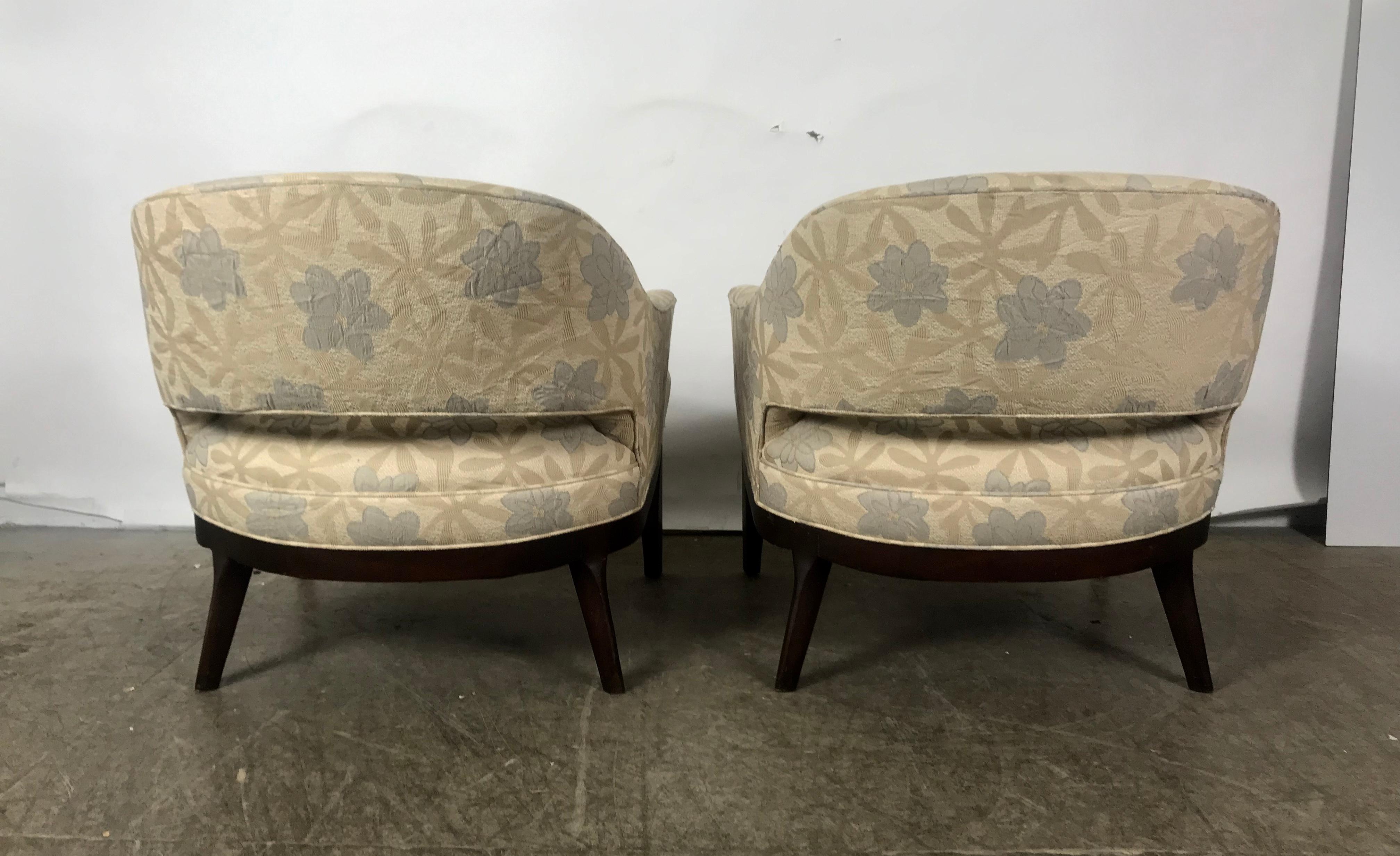 Pair of Lounge Chairs, Original Modernist Fabric  2