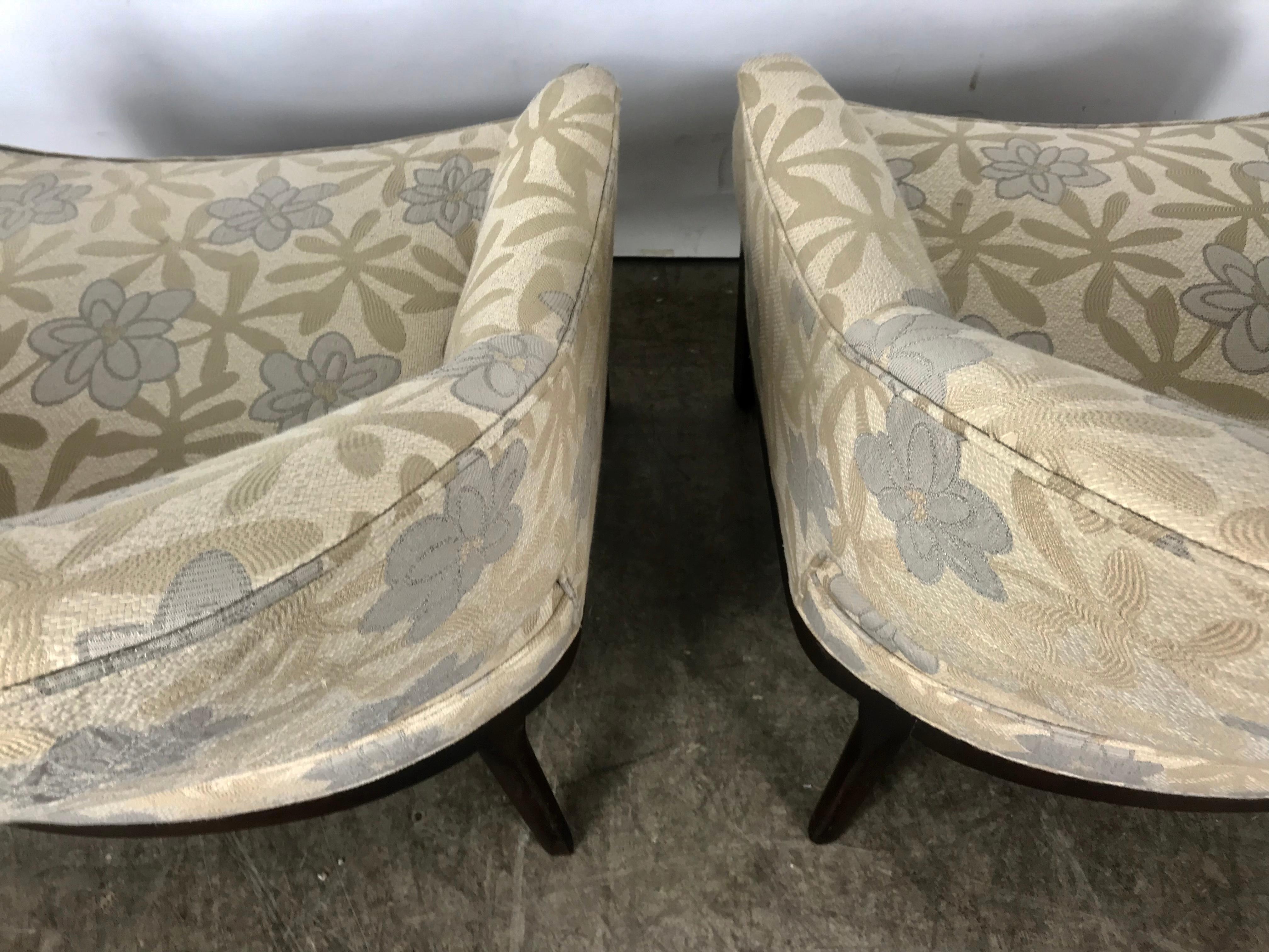 Pair of Lounge Chairs, Original Modernist Fabric  3
