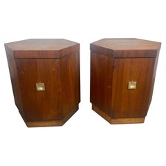 Vintage Stunning Pair Hexagon Tables / Stands,,Harvey Probber Style made by Lane