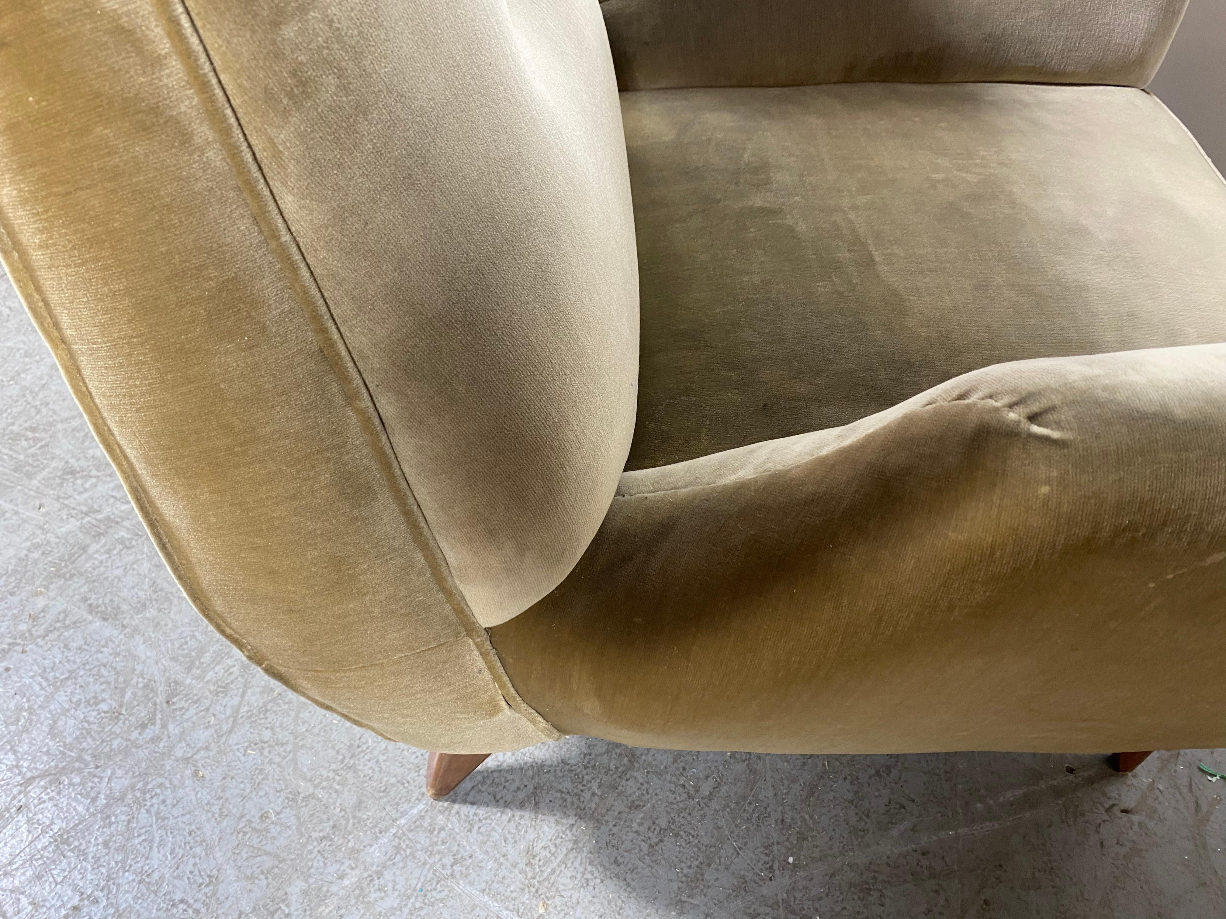 Stunning Pair Italian Modernist Lounge Chairs by Isa Bergamo & Att Gio Ponti In Good Condition In Buffalo, NY