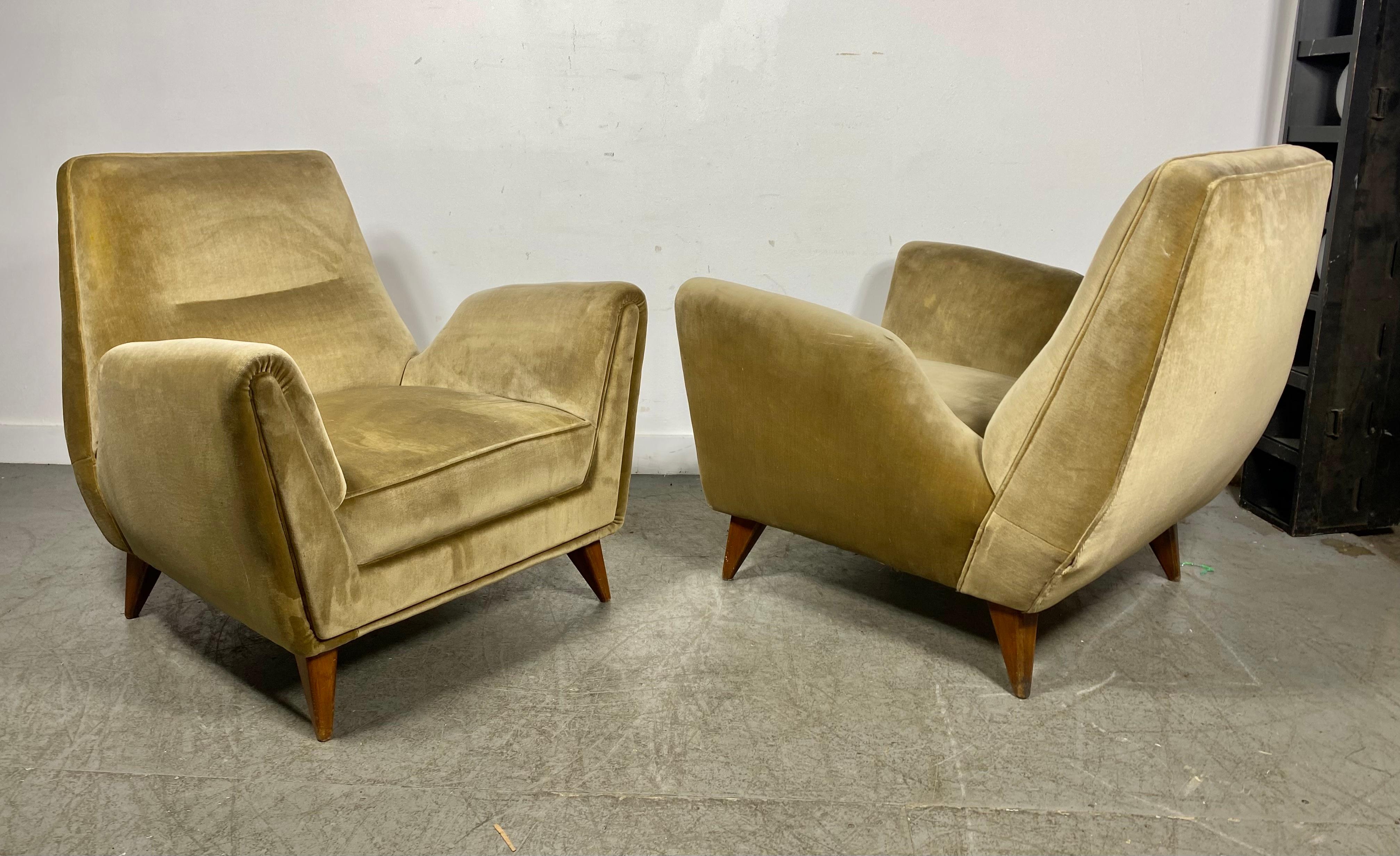 Mid-20th Century Stunning Pair Italian Modernist Lounge Chairs by Isa Bergamo & Att Gio Ponti