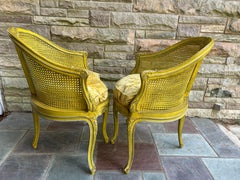 Stunning Pair Louis XV Style French Caned Corner Chairs