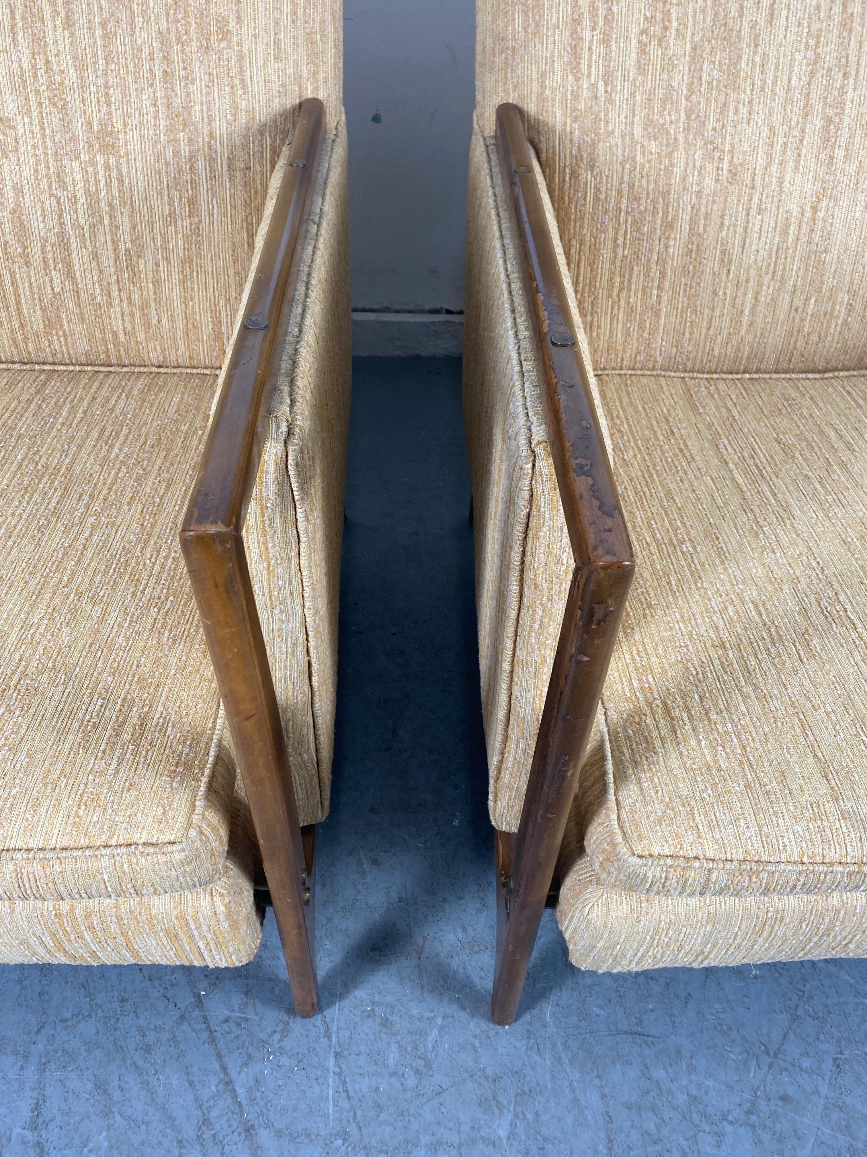 Brass Stunning Pair of Mid-Century Modernist Lounge Chairs Attributed to Dux of Sweden