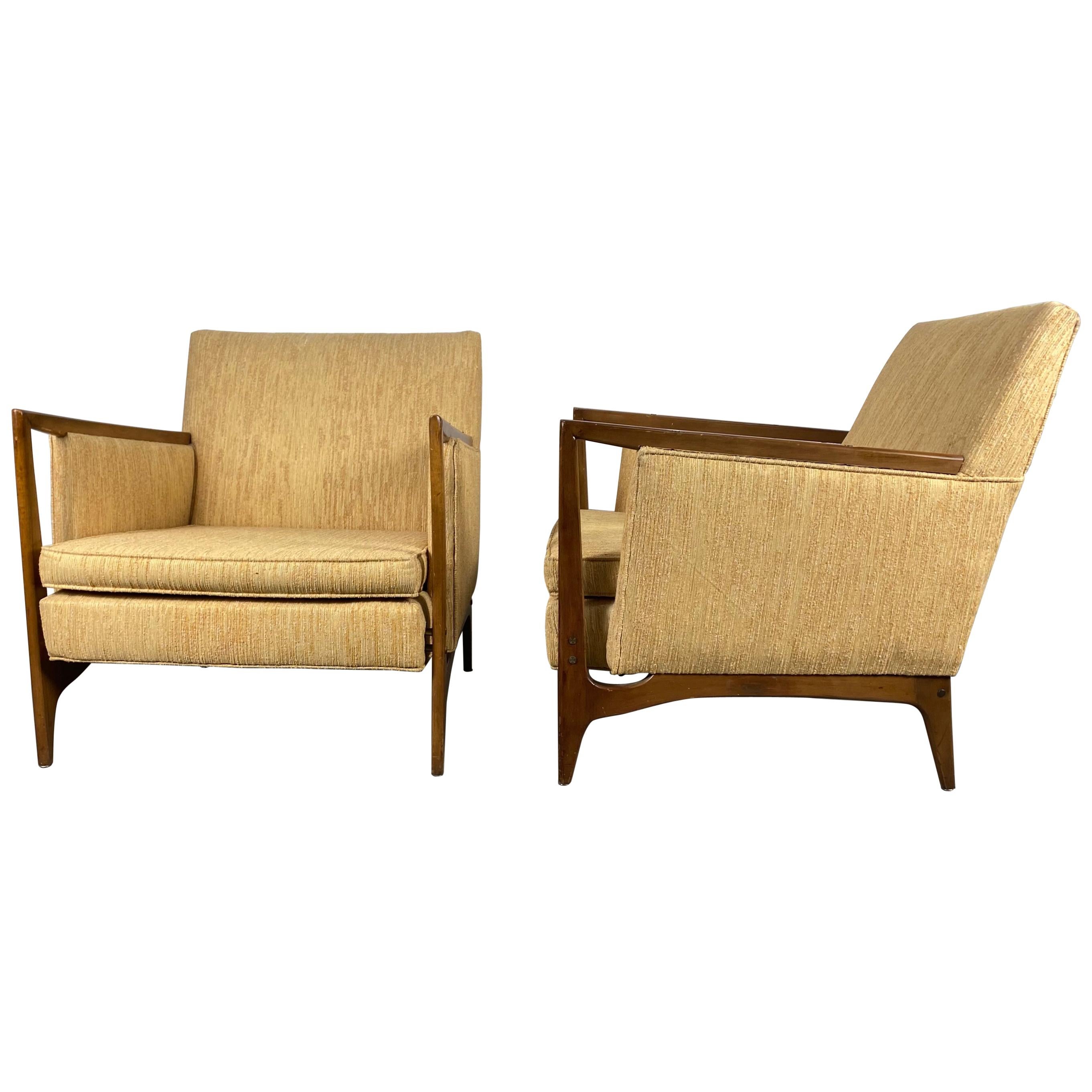 Stunning Pair of Mid-Century Modernist Lounge Chairs Attributed to Dux of Sweden