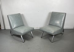Stunning Pair of Modernist Deco Slipper Lounge Chairs Royal Metal Mfg. Co. 1940s