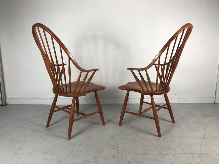Danish Pair of Modernist Tall Spindle Back Windsor Chairs For Sale
