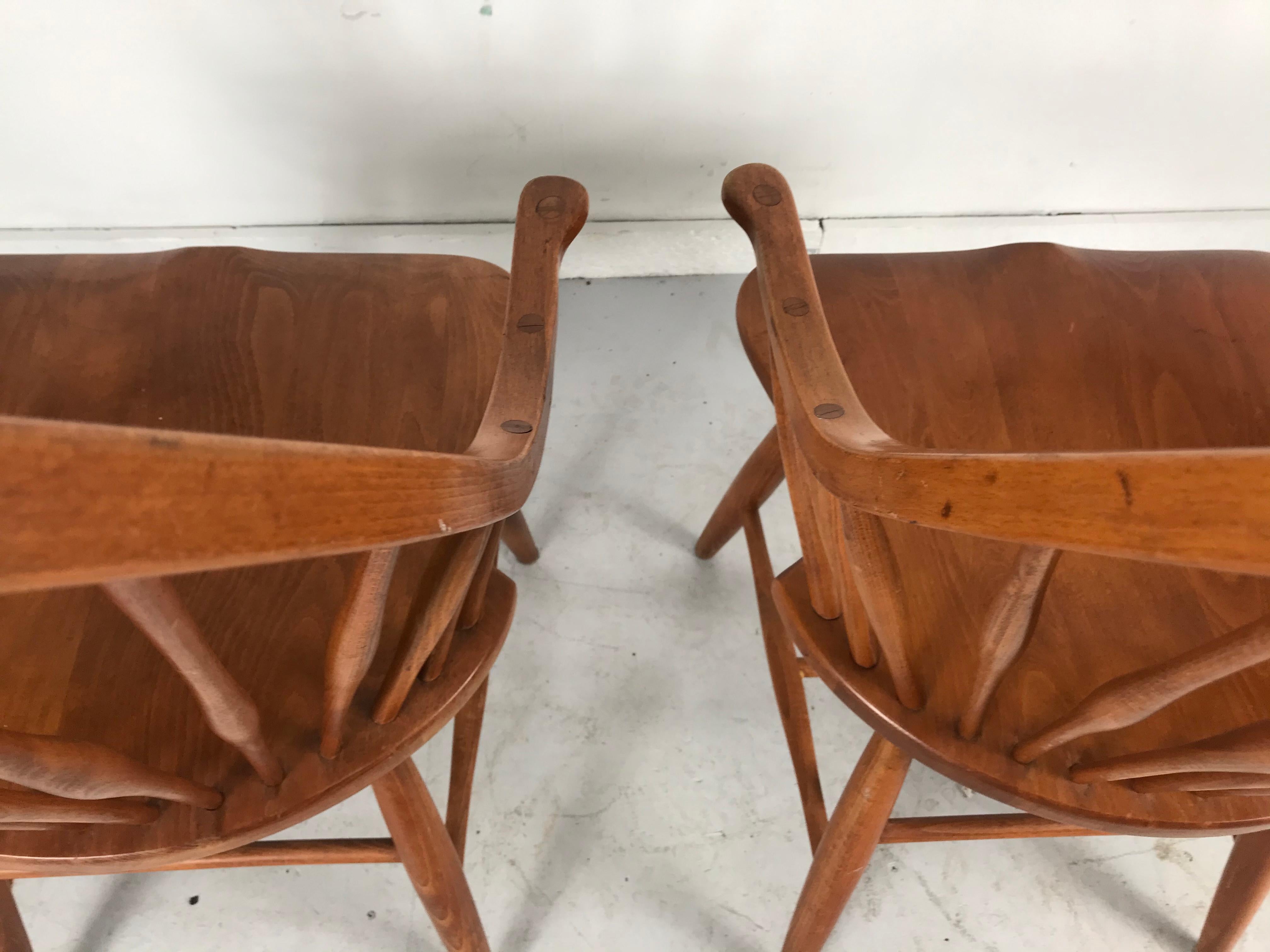 Scandinavian Modern Pair of Modernist Tall Spindle Back Windsor Chairs
