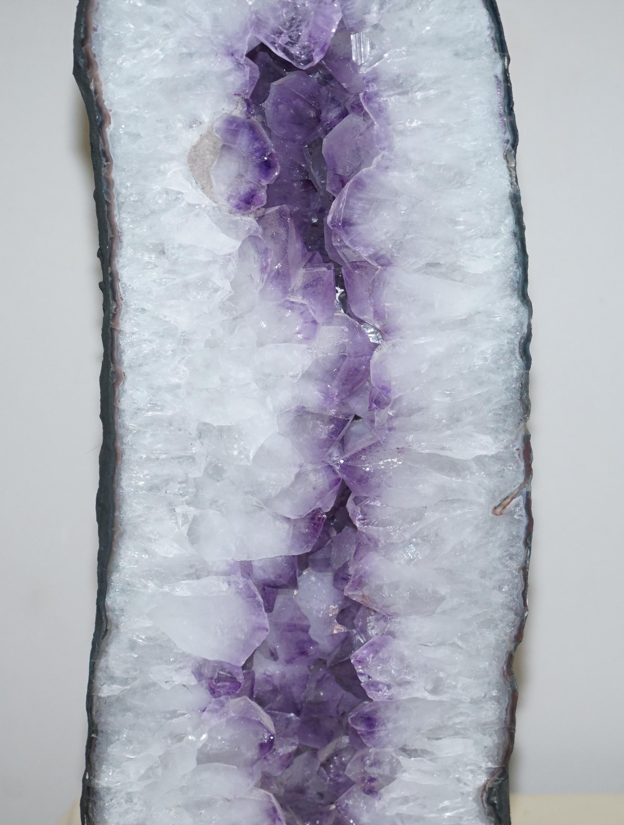 Hand-Crafted Stunning Pair of 120KG Amethyst Crystal Geodes Very Large Relieves Stress Strain