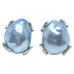 Stunning pair of 15mm Genuine Australian South Sea Baroque Pearl Earrings