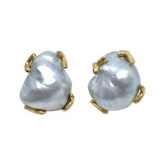 Stunning pair of 18mm Australian South Sea Baroque Pearl Vermeil Earrings