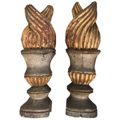 Stunning Pair of 18th Century Spanish Flambeaux Finials